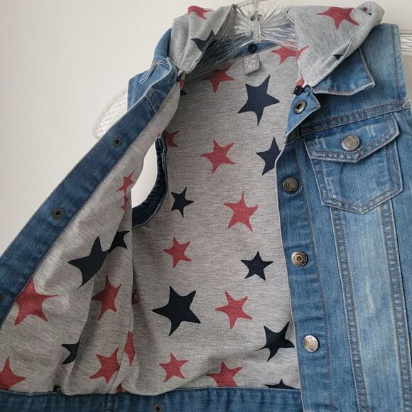 Boys or Girls Denim with Cotton Lined Front Open Buttons Hooded Vest Size 5-6 - Picture 5 of 8